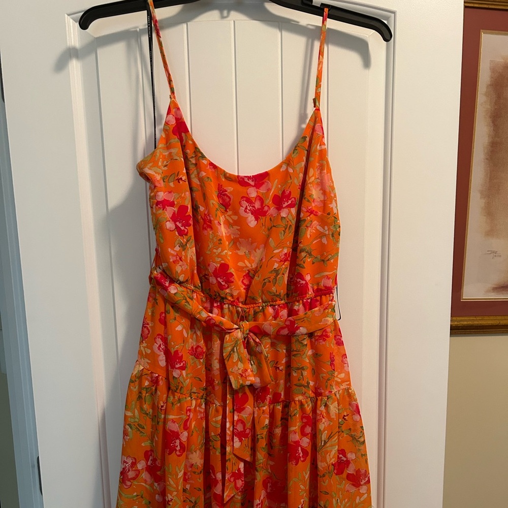 Floral tiered mini spaghetti strap dress